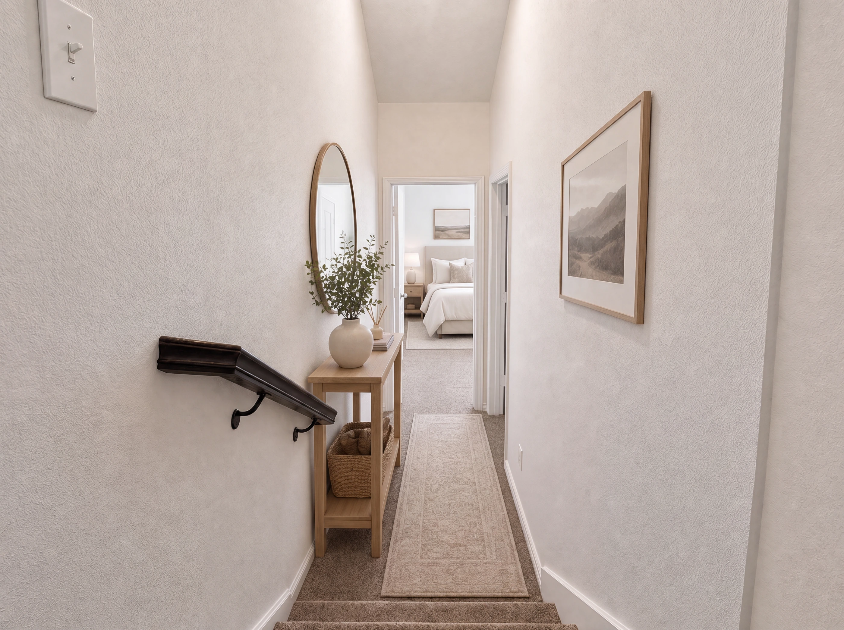 Upstairs landing looking toward the bedrooms
